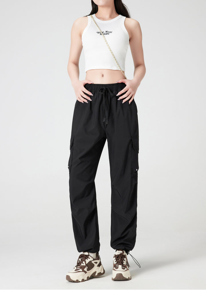 Quick-Dry Cargo Jogger Pants | Utility Streetwear Parachute Pants for Women