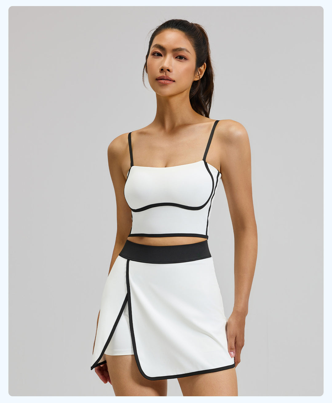 Black Contrast Trim 2-Piece Tennis Outfit
