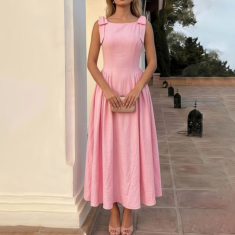 Maxi dress with bow-tie straps