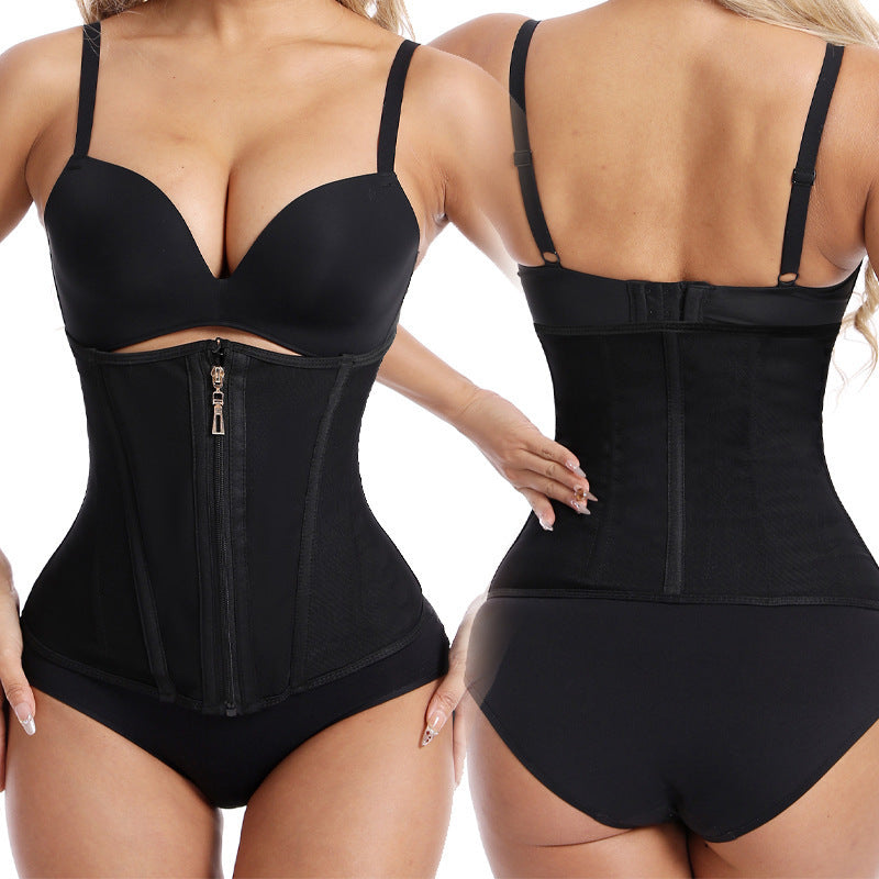 Waist Trainer for Women Zipper Corset Shapewear Tummy Control Mesh Waist Cincher Faja Body Shaper
