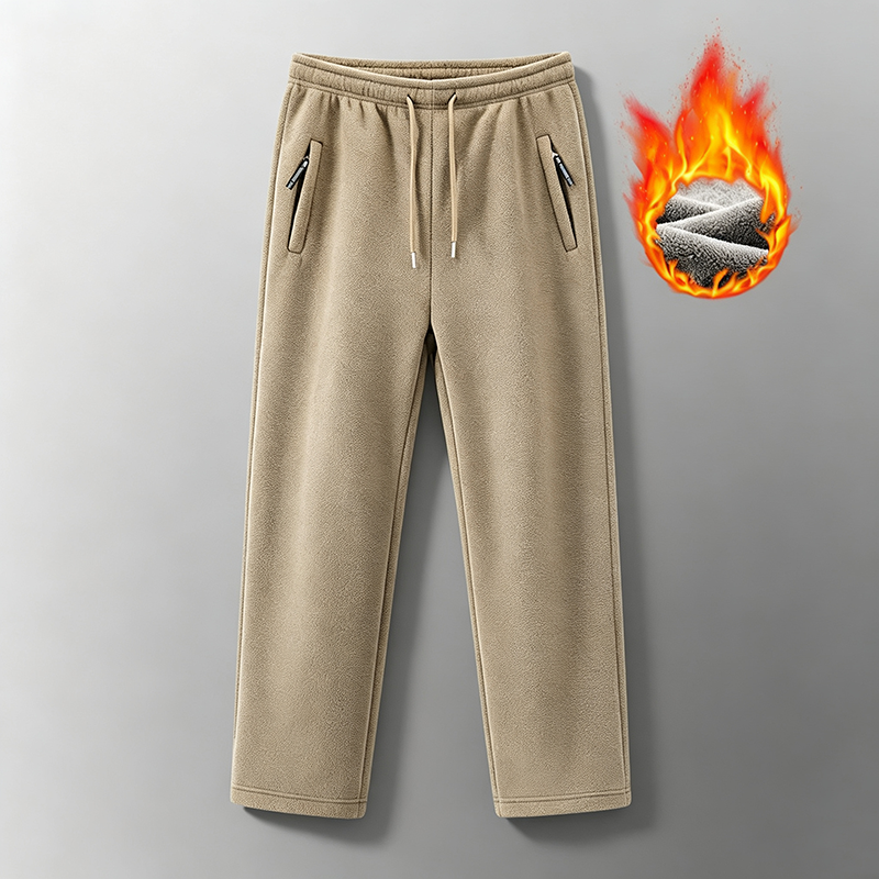 Men Fleece Warm Drawstring Casual Pants