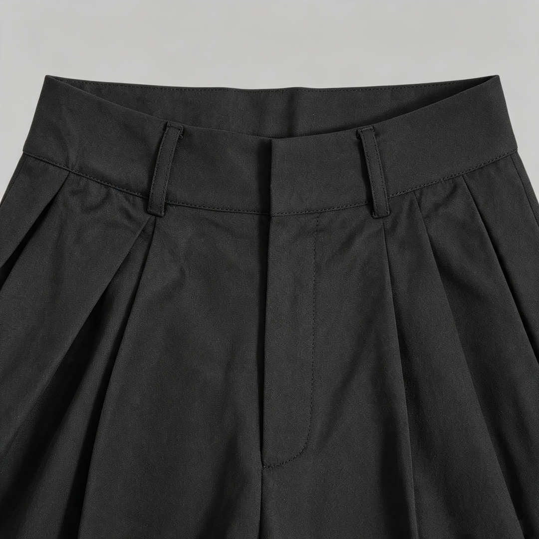 Pleated wide-leg suit trousers
