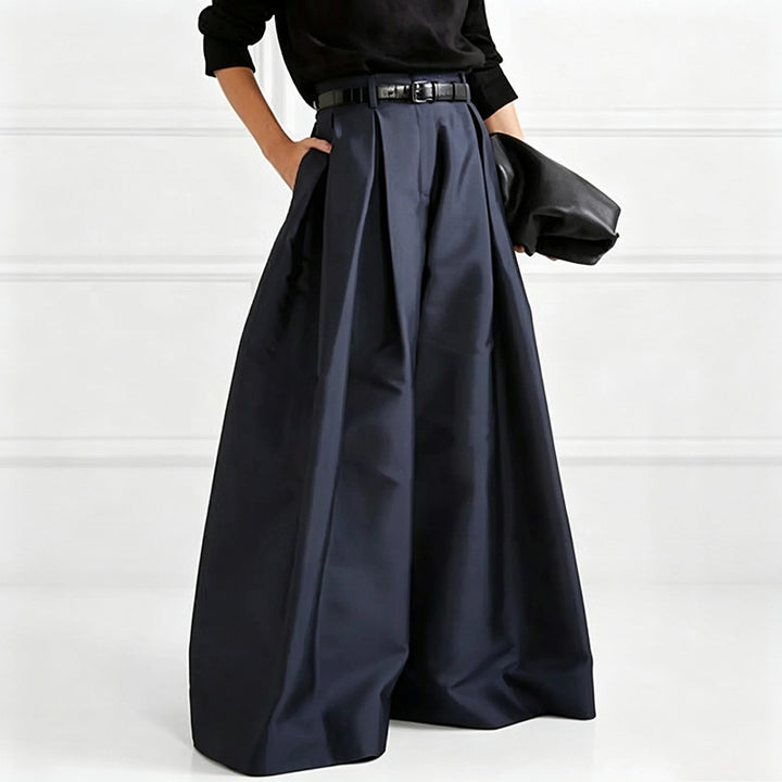 Pleated wide-leg suit trousers
