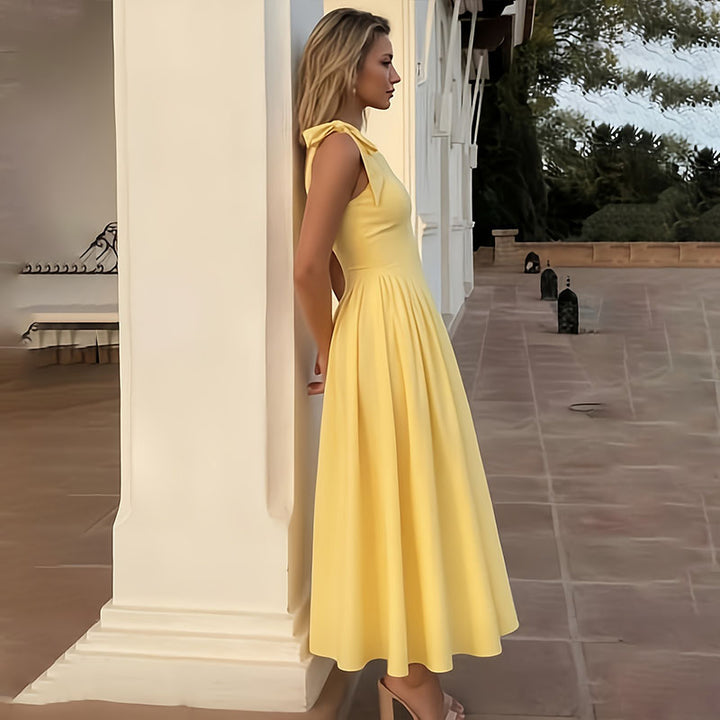 Maxi dress with bow-tie straps