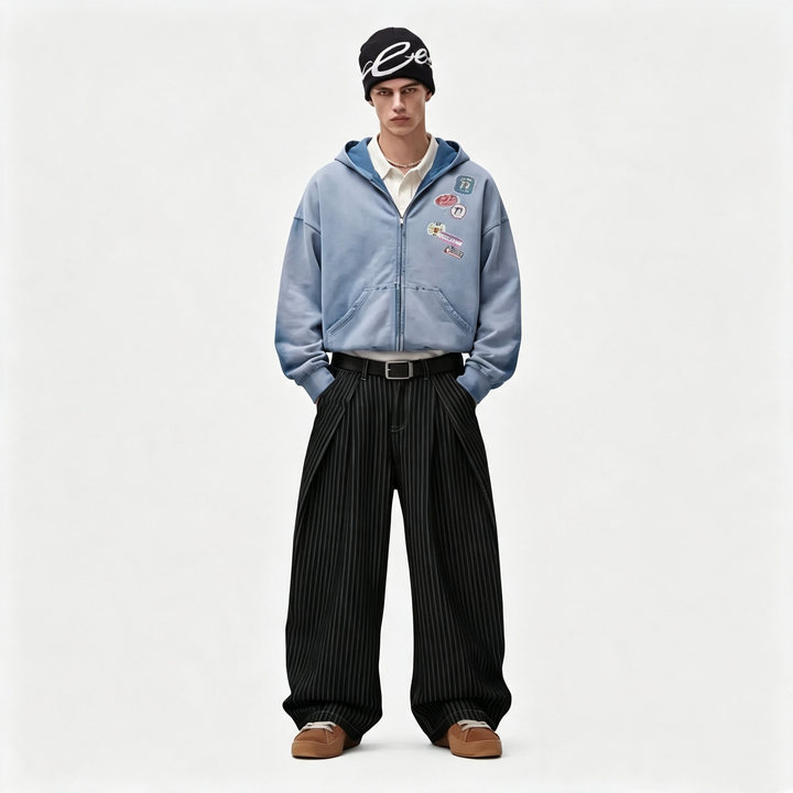 Pin striped loose-fitting lantern pants