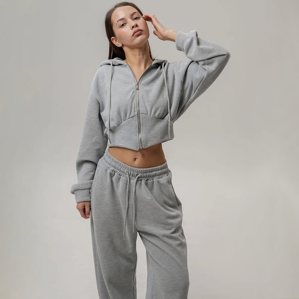 Casual Zip Hoodie Tracksuit Set