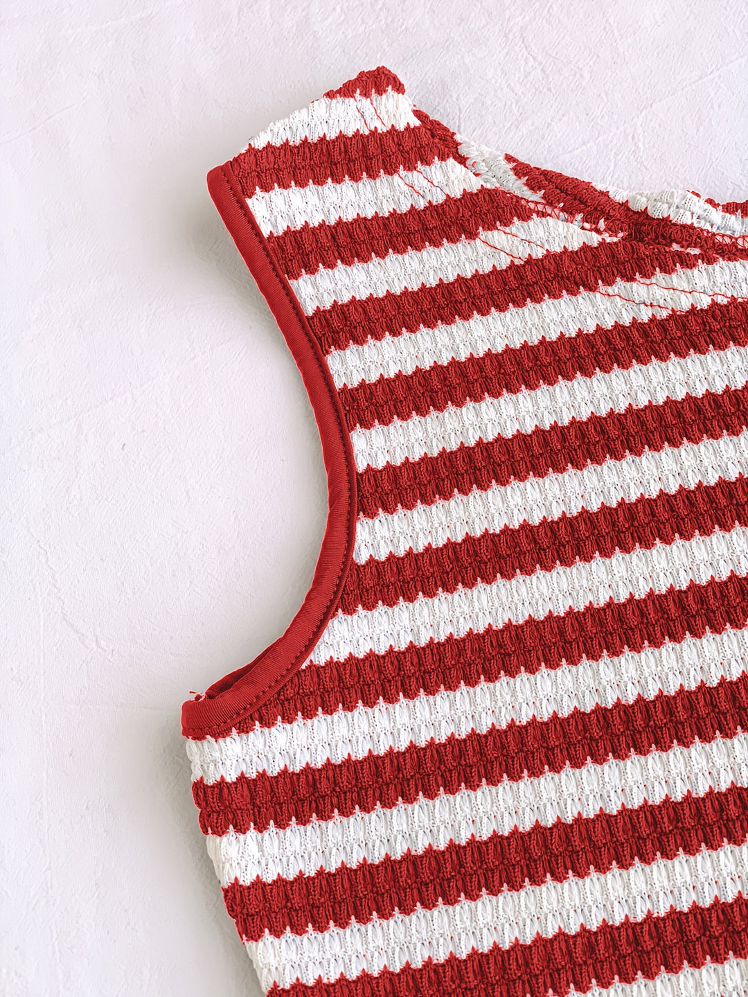 Red &amp;amp; White Striped Knit Off-Shoulder Two-Piece Romper Set
