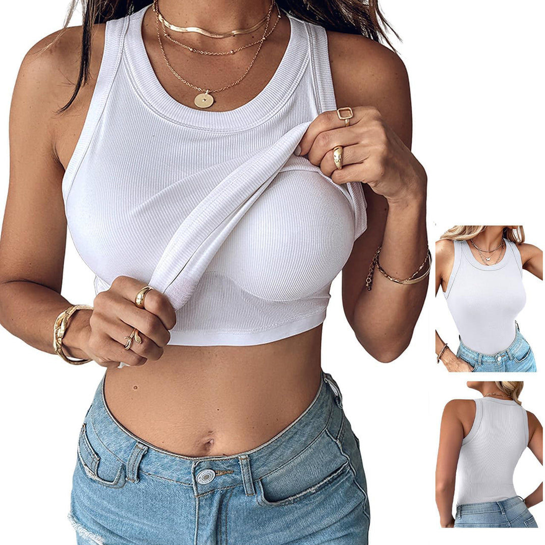 Ribbed Crew Neck Slim Fit Tank Top