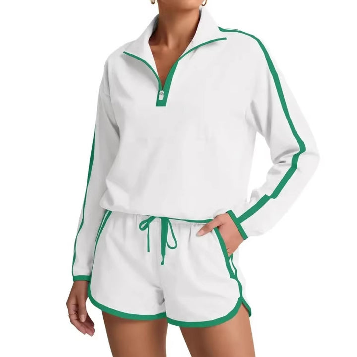 2-Piece Tracksuit, Half-Zip Polo Top &amp; Drawstring Shorts