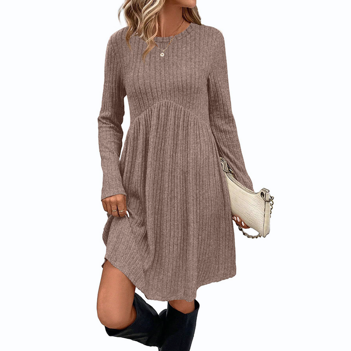Ribbed Knit Dress With Side Pockets