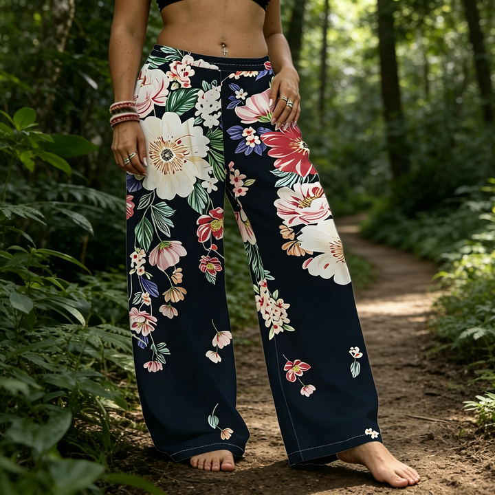 Ethnic Floral Print Palazzo Trousers