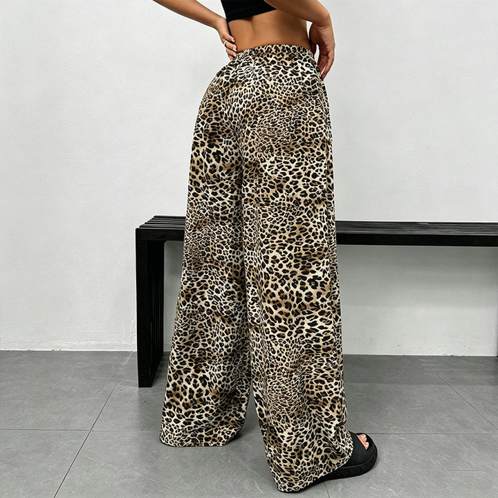 Leopard print wide-leg pants