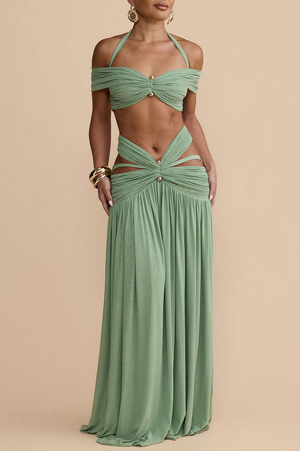 Cutout Halter Two-Piece Maxi Dress