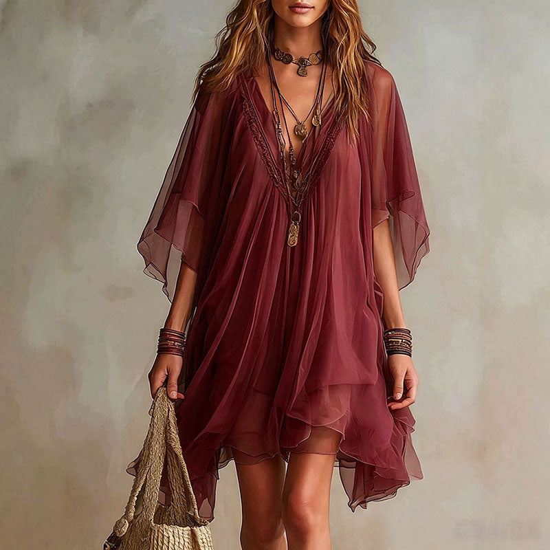 V-neck two-piece beach dress