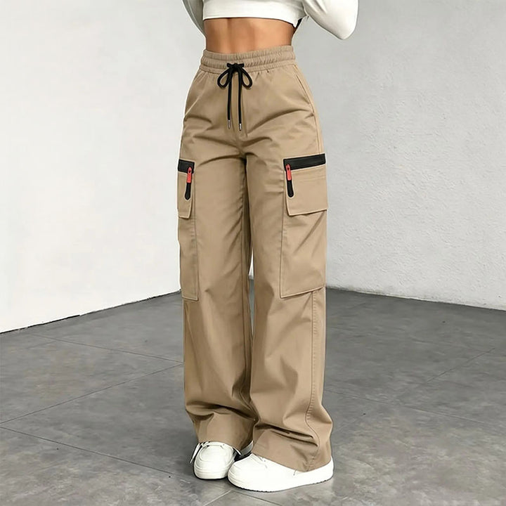 Drawstring wide-leg cargo pants