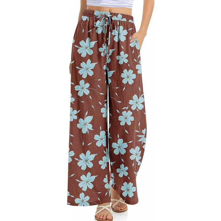 Printed loose-fitting wide-leg trousers