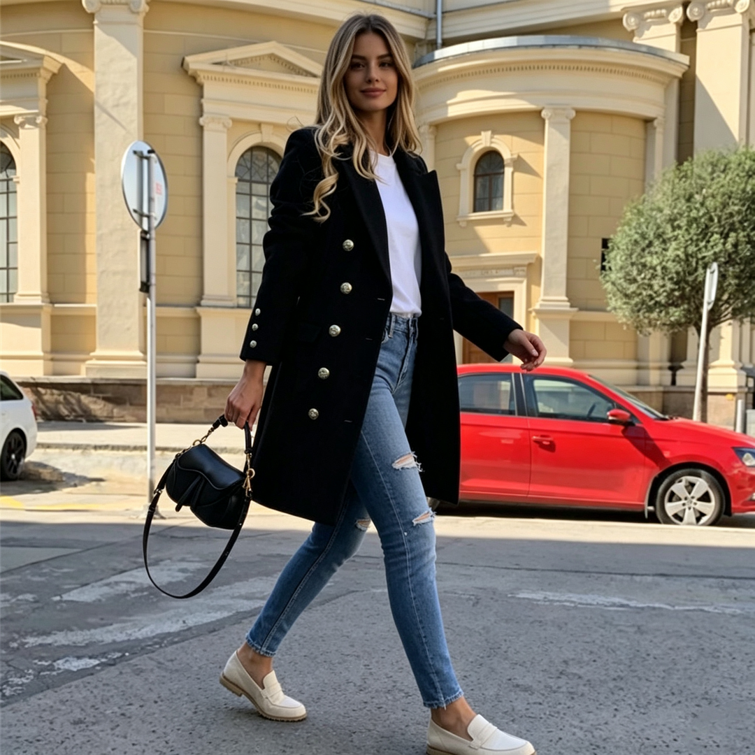 Lapel Slim Fit Wool Trench Coat