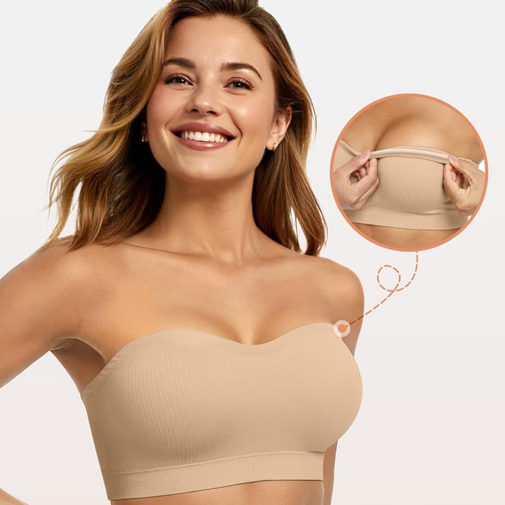 6-in-1 Convertible Seamless Ribbed Bralette, Multi-Way Strapless/Traditional/Halter Bra