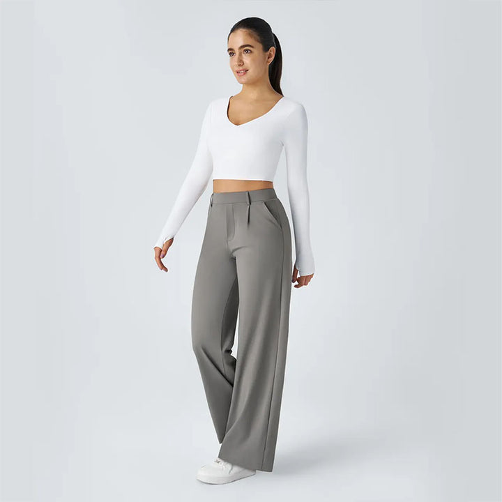 Solid-color loose-fit suit trousers