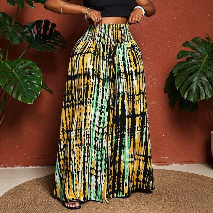 Plus Size Printed Loose Straight Leg Pants