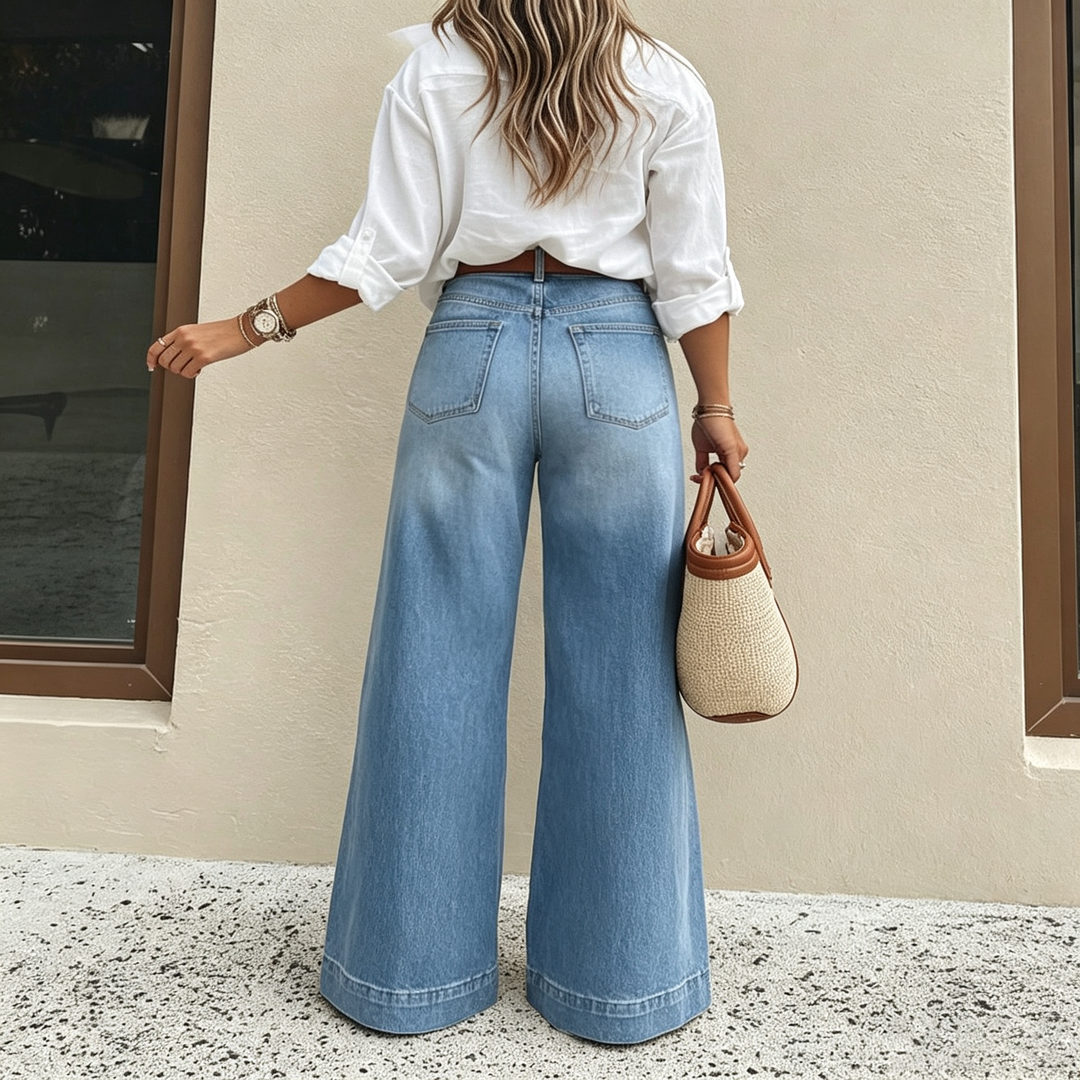 High Waist Wide Leg Denim Jeans