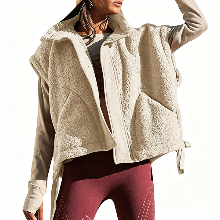 Fuzzy Fleece Button Front Casual Vest