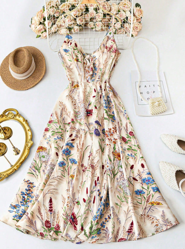Floral Print Spaghetti Strap Midi Dress