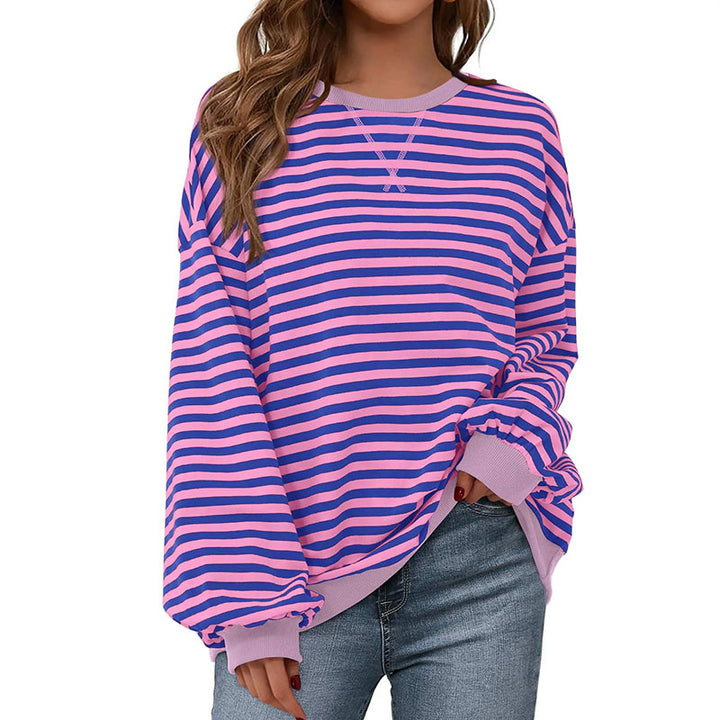 Striped crew-neck long-sleeve sweatshirt