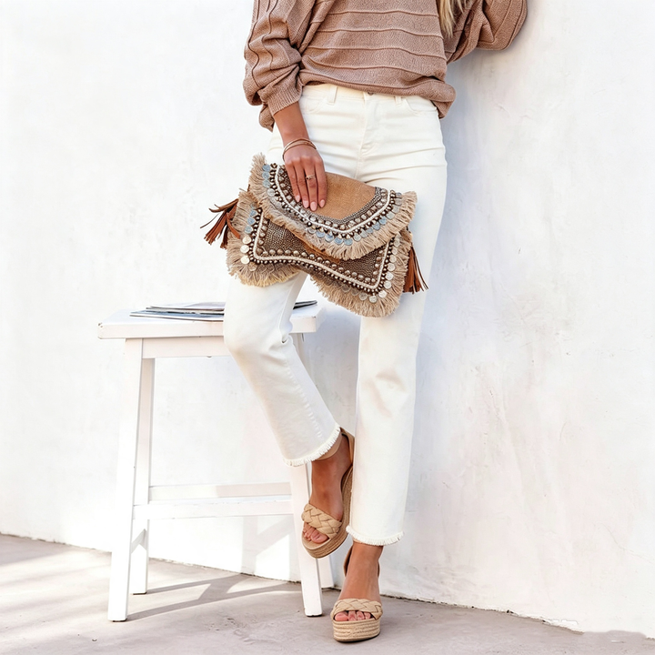 Cropped frayed denim cigarette pants