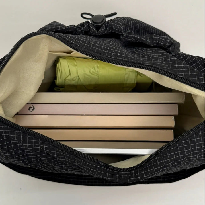 Drawstring Checkered Hobo Shoulder Bag