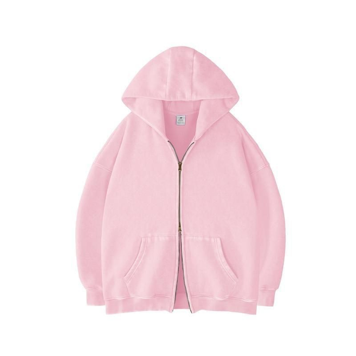 Casual Drop Shoulder Zip Hoodie