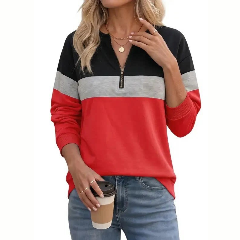 Casual Half Zip Block Sweatshirt