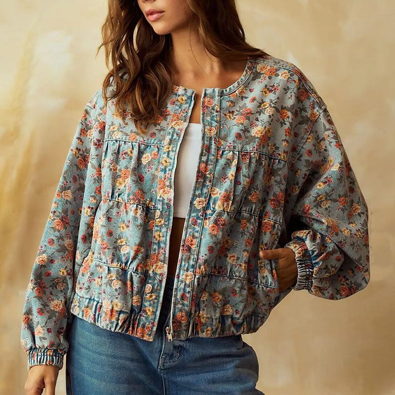 Vintage Floral Denim Jacket
