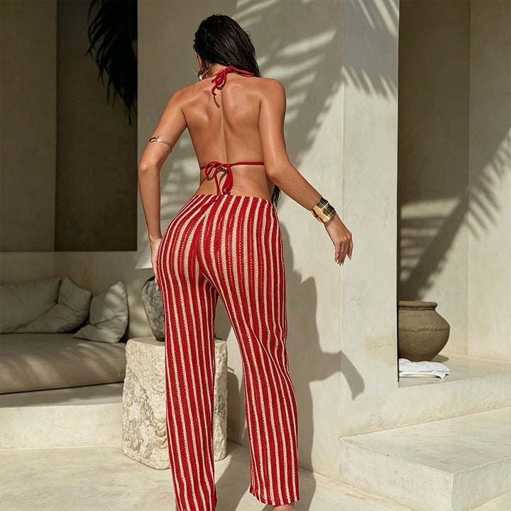 Striped swimsuit set