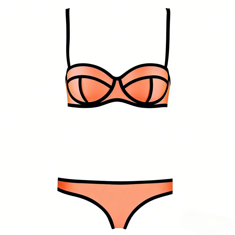 90s Retro Sporty Strappy Swimsuit with Contrast Trim