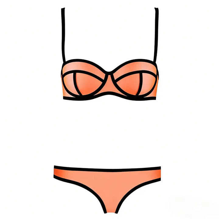 90s Retro Sporty Strappy Swimsuit with Contrast Trim