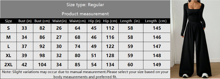 Long-sleeve square-neck jumpsuit