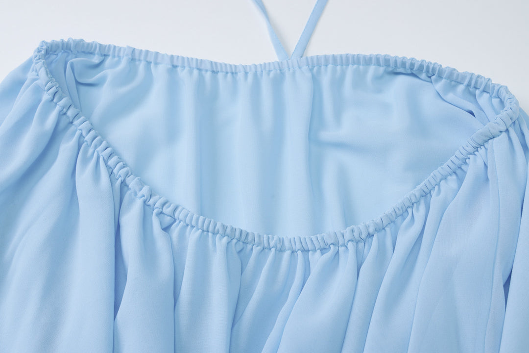 Halter Backless Layered Chiffon Mini Dress
