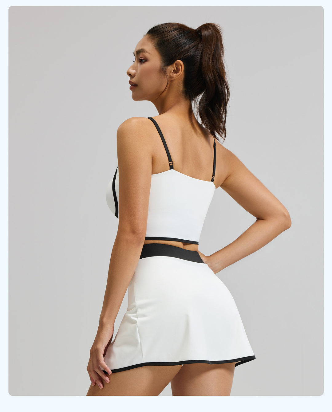 Black Contrast Trim 2-Piece Tennis Outfit