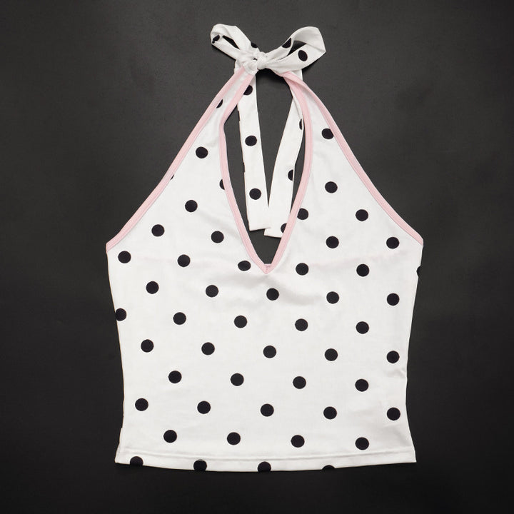 Polka Dot Halter Crop Top and Shorts Two-Piece Set