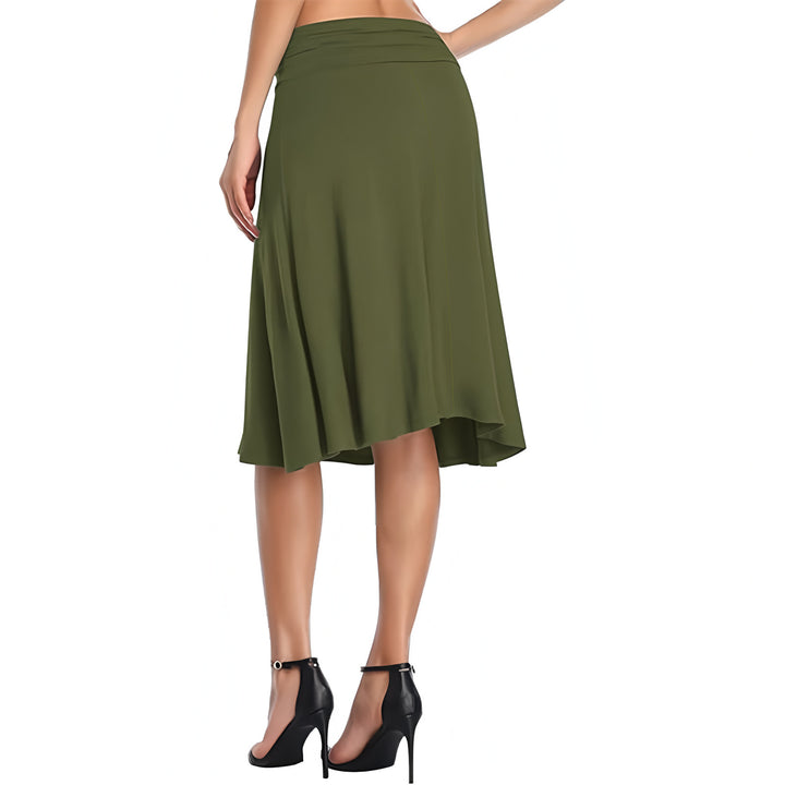 Ruched Waist A-Line Midi Skirt