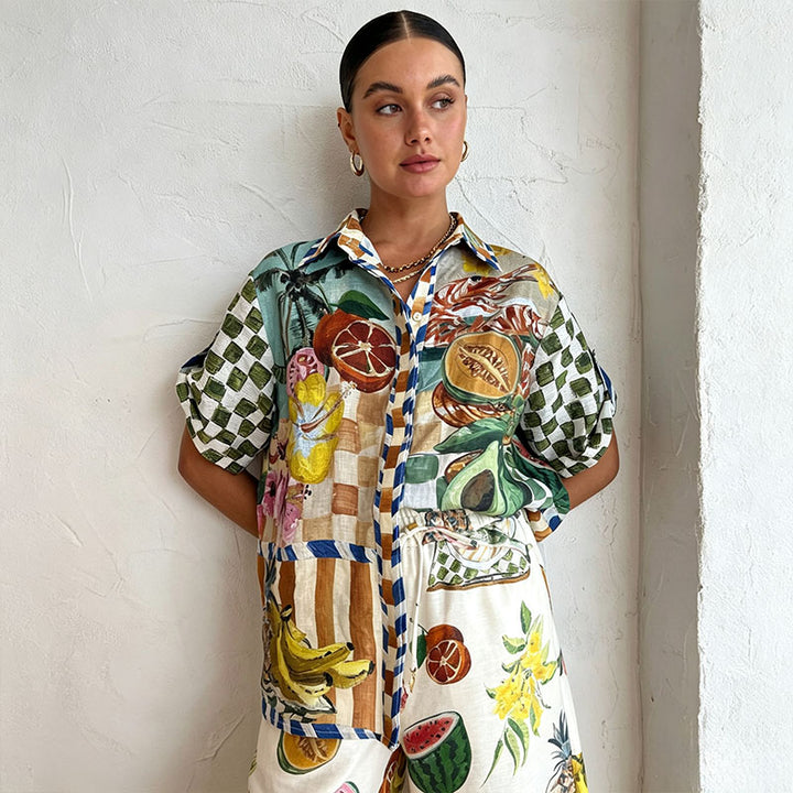 Short-sleeved shirt and trousers two-piece set