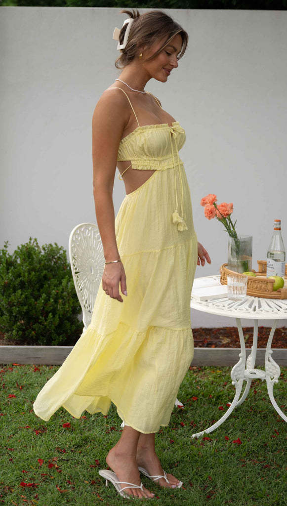 Spaghetti Strap Cutout Tiered Maxi Dress