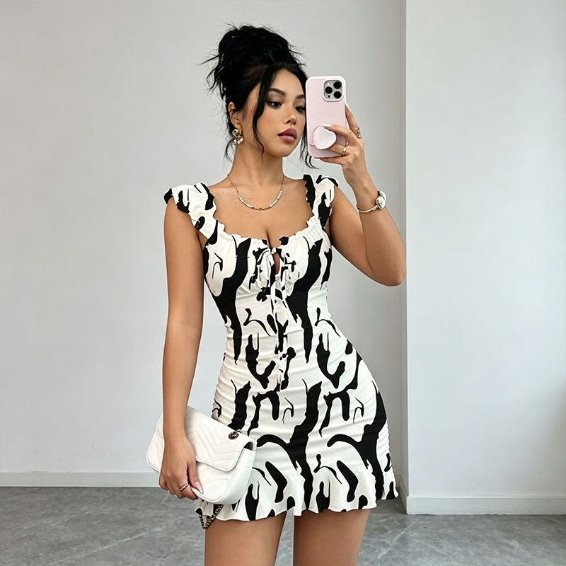 Tie-dye slim-fit mini dress