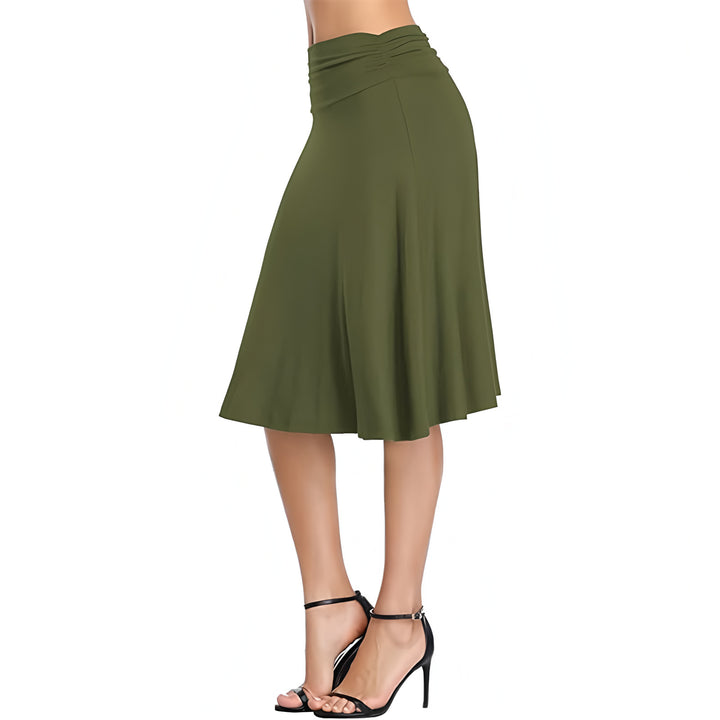 Ruched Waist A-Line Midi Skirt