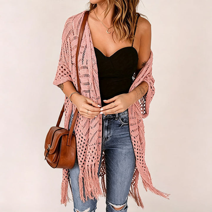 Fringe Knit Beach Cover Up