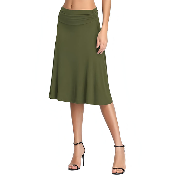 Ruched Waist A-Line Midi Skirt