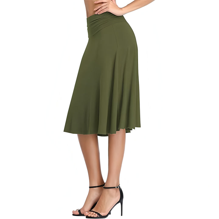 Ruched Waist A-Line Midi Skirt