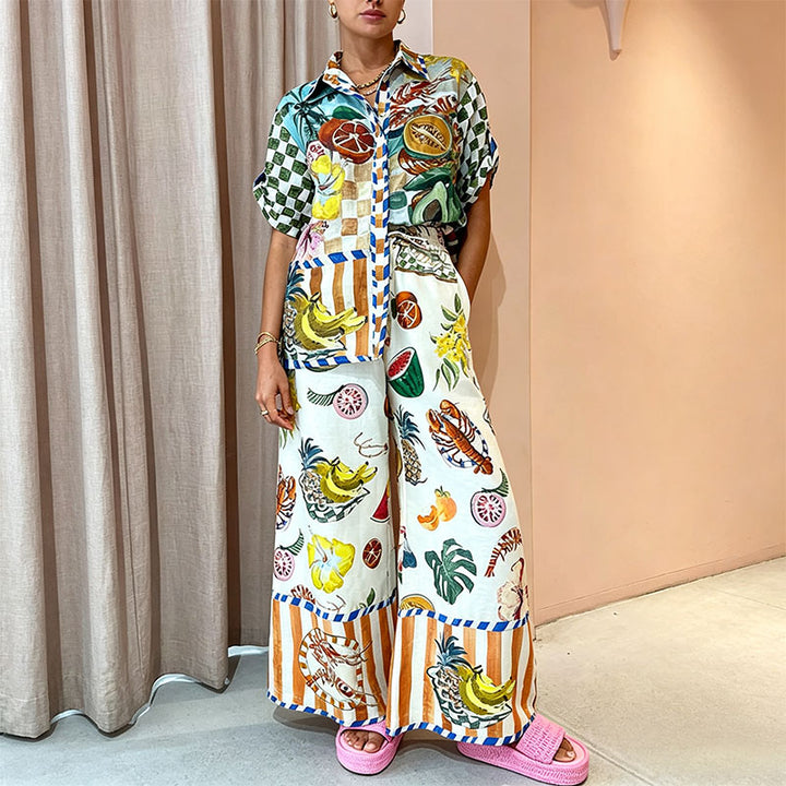 Short-sleeved shirt and trousers two-piece set