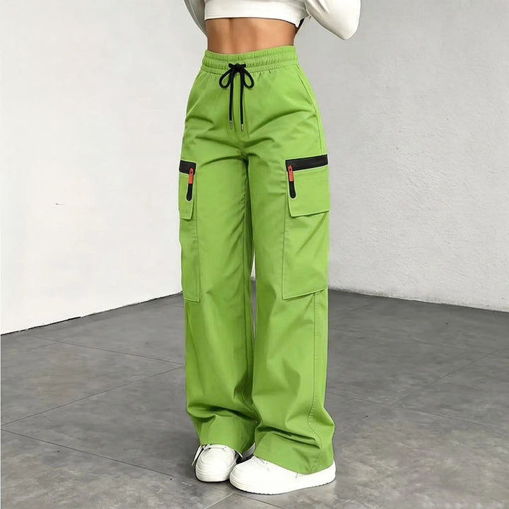 Drawstring wide-leg cargo pants